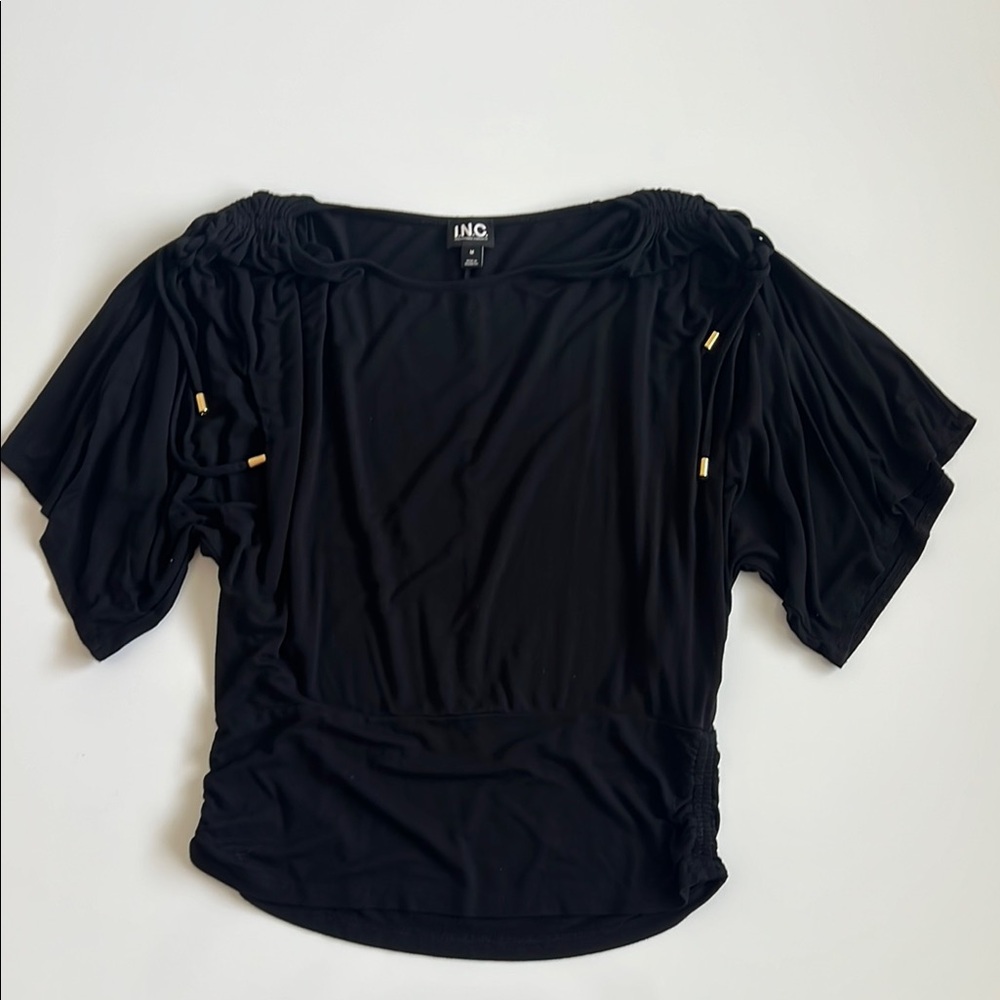 INC International Concepts Black Blouse Elegant Design